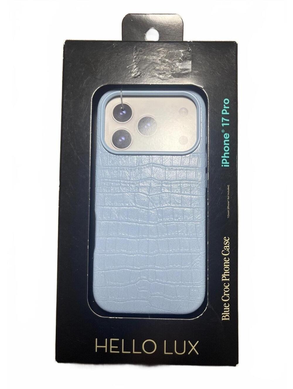 iPhone 17 Pro Phone Case Blue Croc Texture Drop Protection by HELLO LUX New